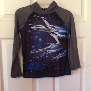 Star Wars Multicolor X-Wing Fighter Print T-Shirt Hoodie Boys Medium M 5/6